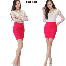 Women Candy Colors High-Waisted Slim Fitting Tight Pencil Skirt (50125)